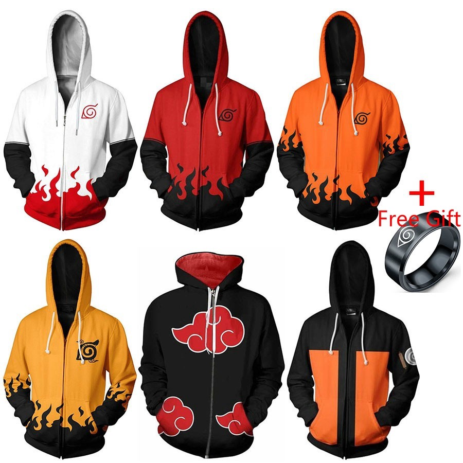 Japanese Anime Naruto Uchiha Itachi Hokage Ninjia Men's Casual Women's Hoodie Sweater Zipper Jacket